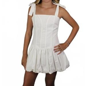 NEW IF SO girl's tie straps bubble dress in white